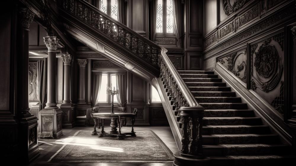 Victorian Elegance Timeless Staircase Art wallpaper