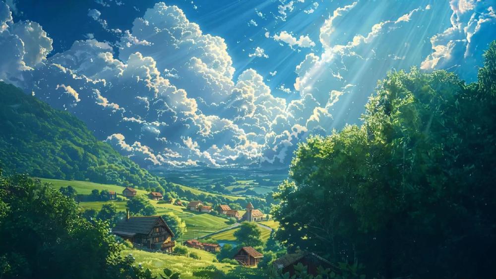 Alpine Dreamscape Anime Landscape wallpaper