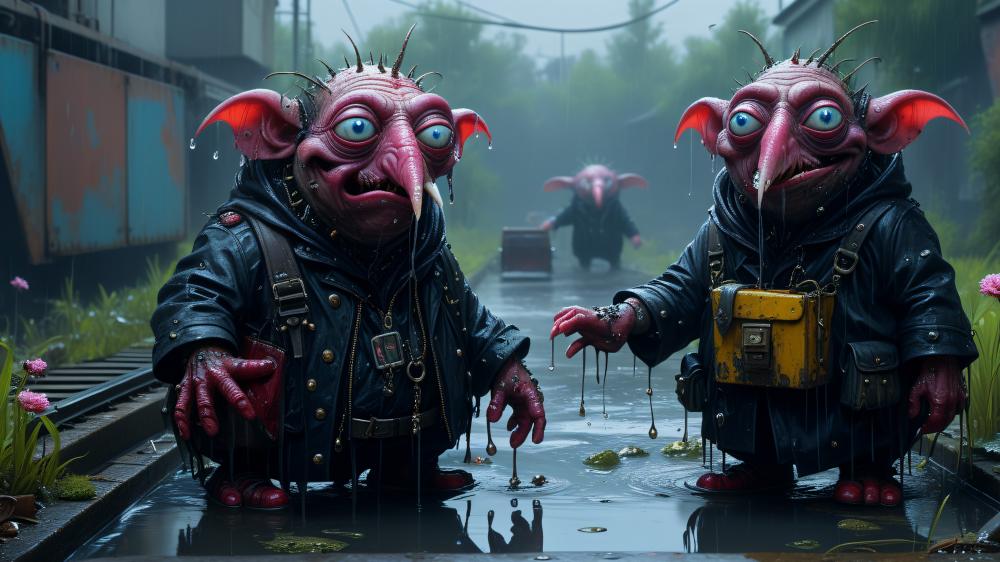 Goblin Duo in a Mystical Urban Setting wallpaper