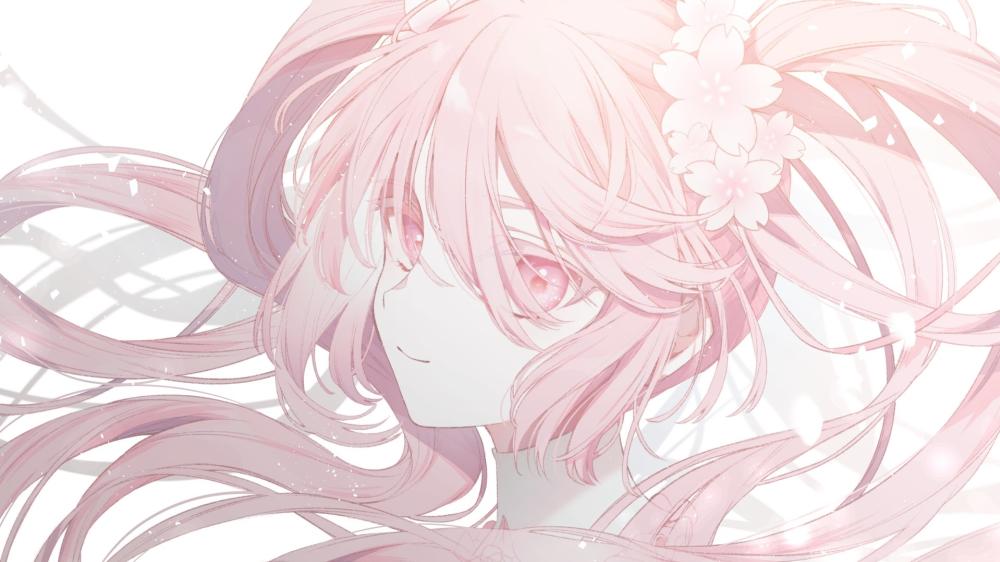 Pink Melody Enchantment with Floral Grace wallpaper