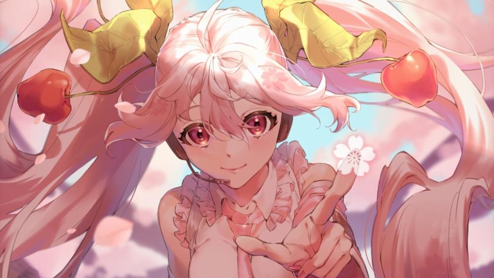 Cherry Blossom Whirlwind Miku wallpaper