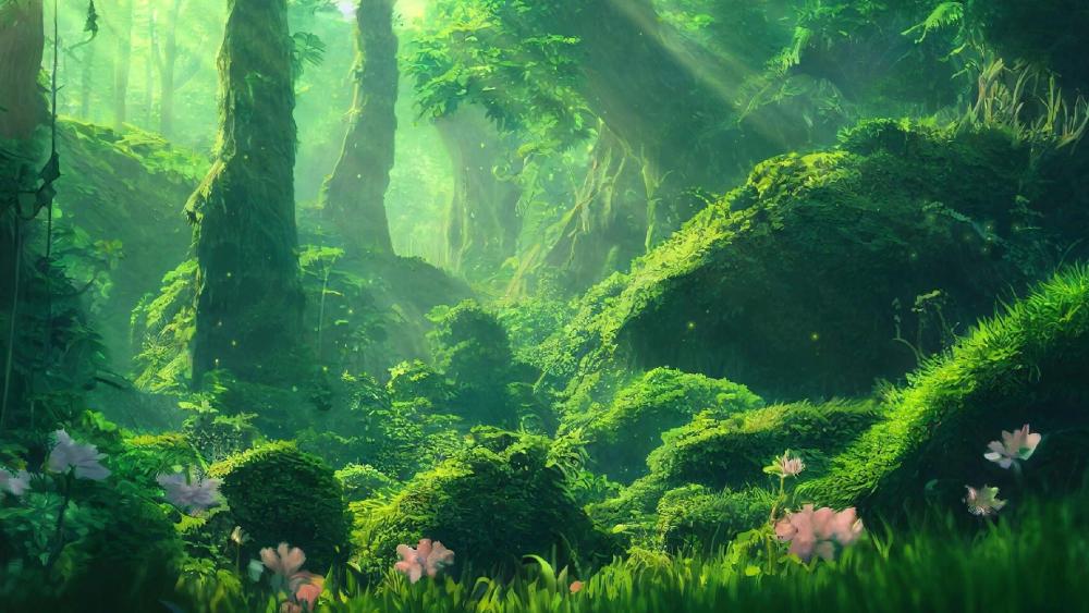 Enchanted Anime Forest Serenity wallpaper