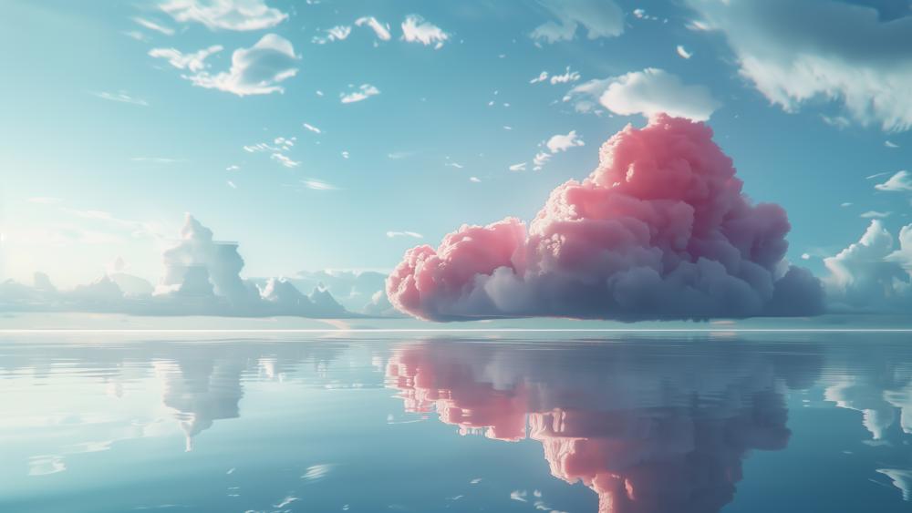 Red Cloud Reflections in Serene Sky wallpaper