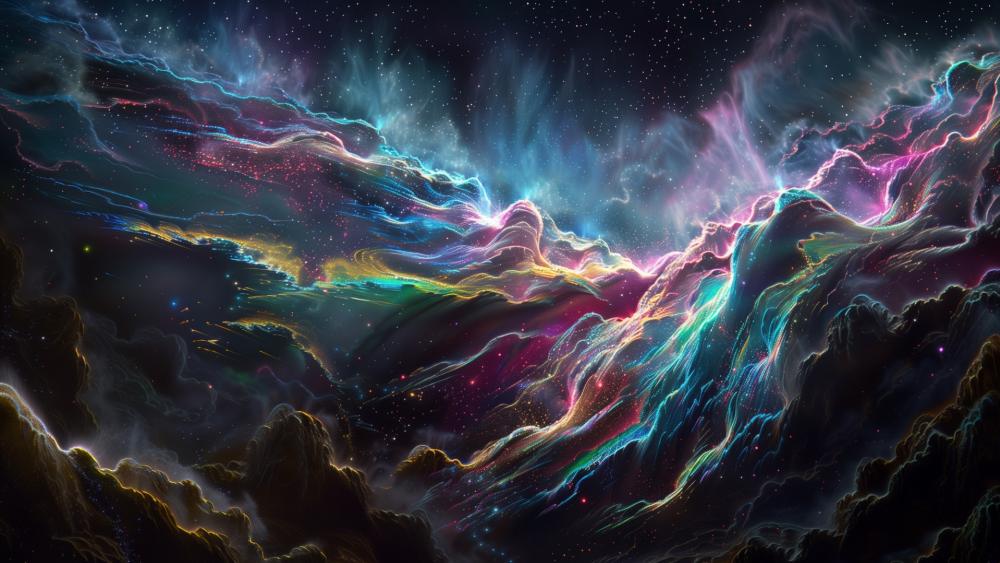 Cosmic Dreamscape of Multicolor Galaxies and Starlit Darkness wallpaper
