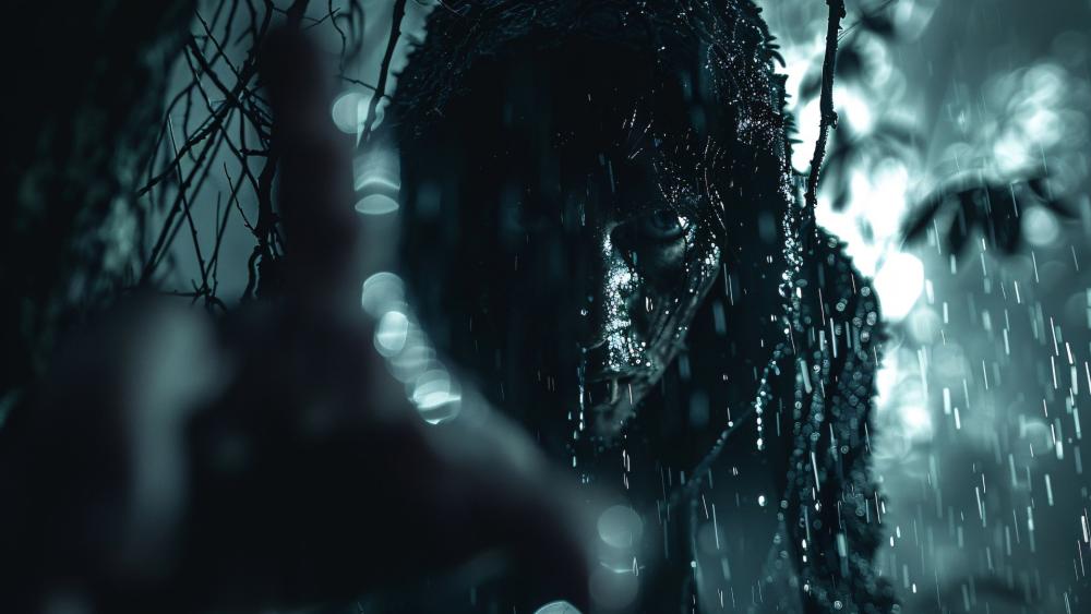 Creeping Shadows in Monochrome Rain wallpaper