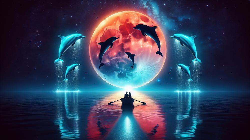 Jumping Dolphins wallpaper
