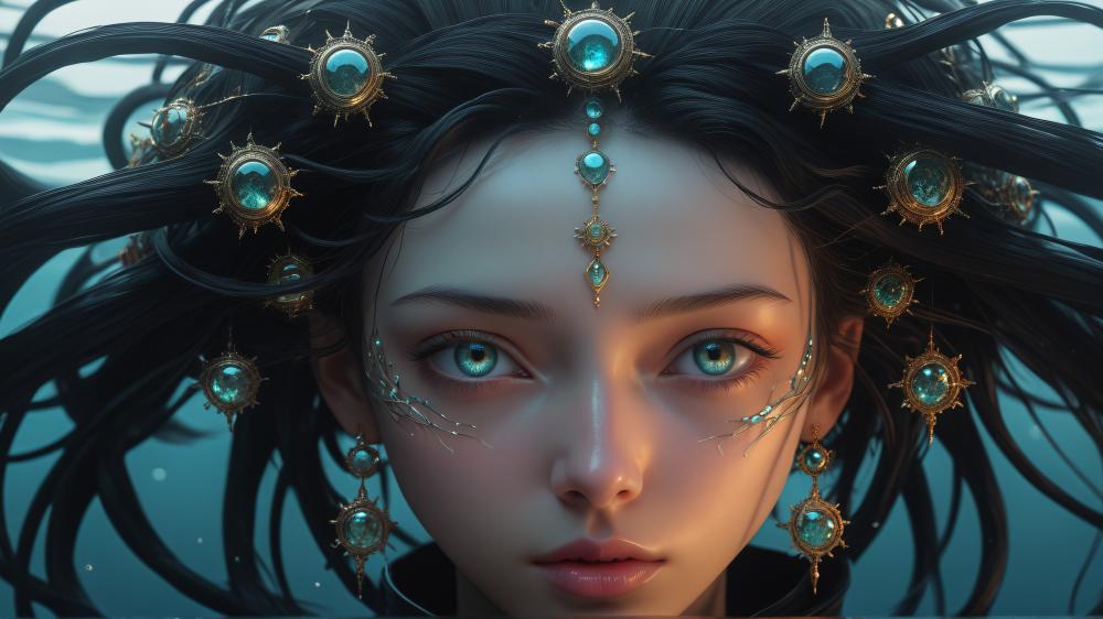 Underwater Enchantress with Mystical Jewels wallpaper