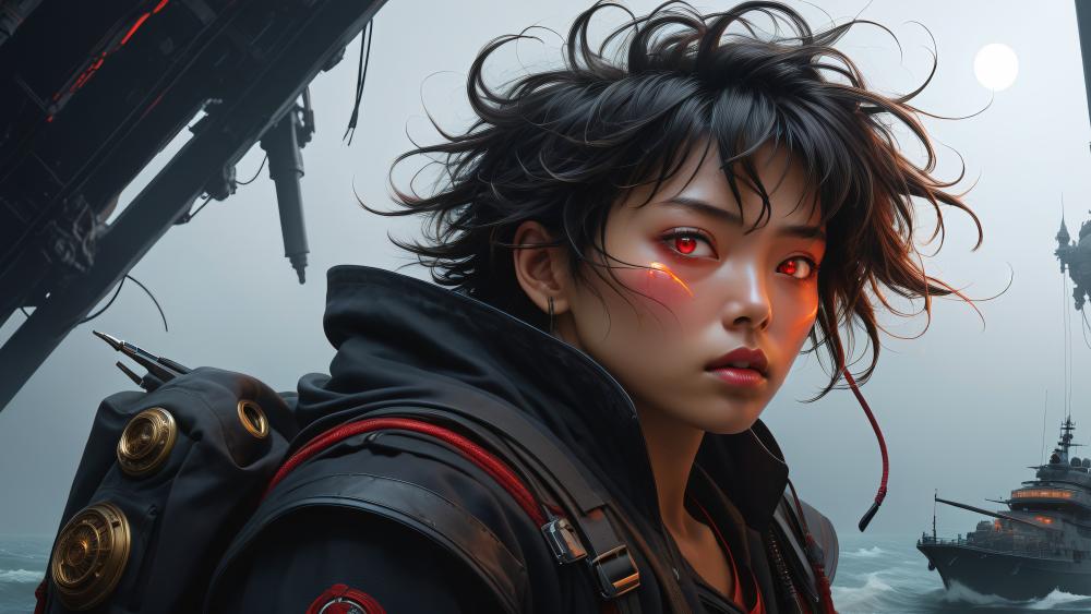 Mystical Warrior with Piercing Red Eyes wallpaper