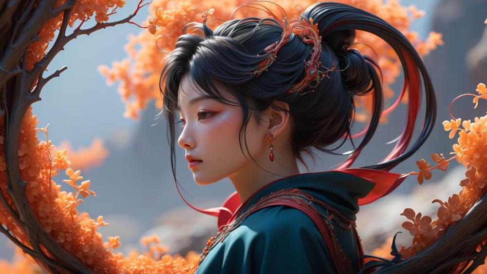 Elegant Fantasy in Blooming Harmony wallpaper
