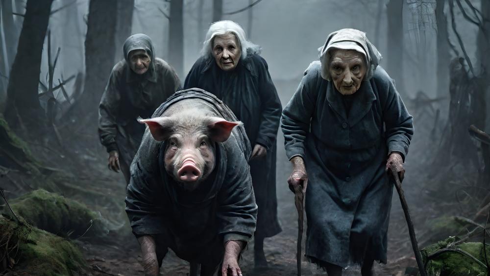 Granny's Unlikely Forest Adventure with a Pig wallpaper