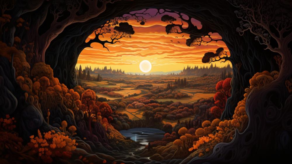Fantasy Realm at Dusk wallpaper