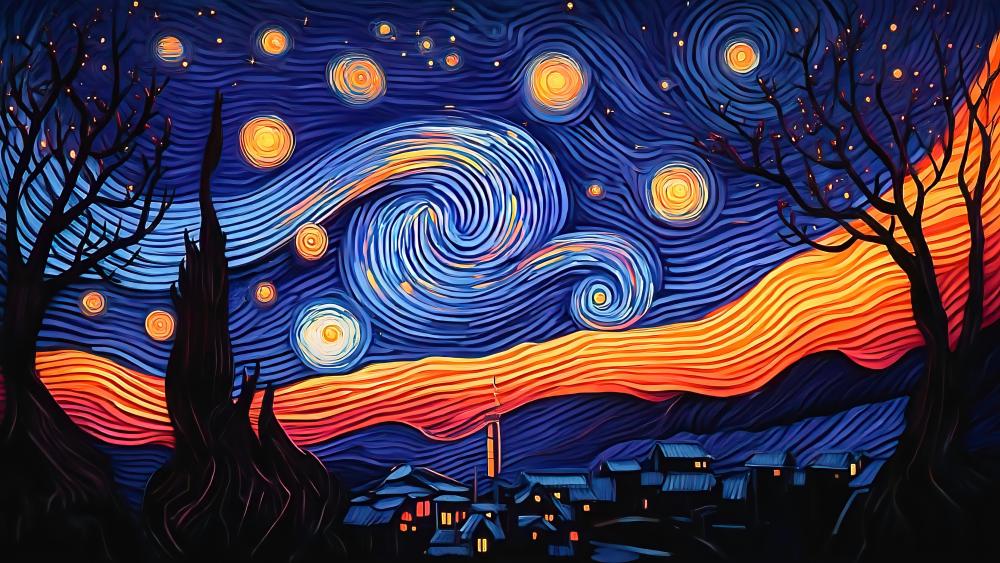 Starry Night Dreams in Van Gogh Style wallpaper