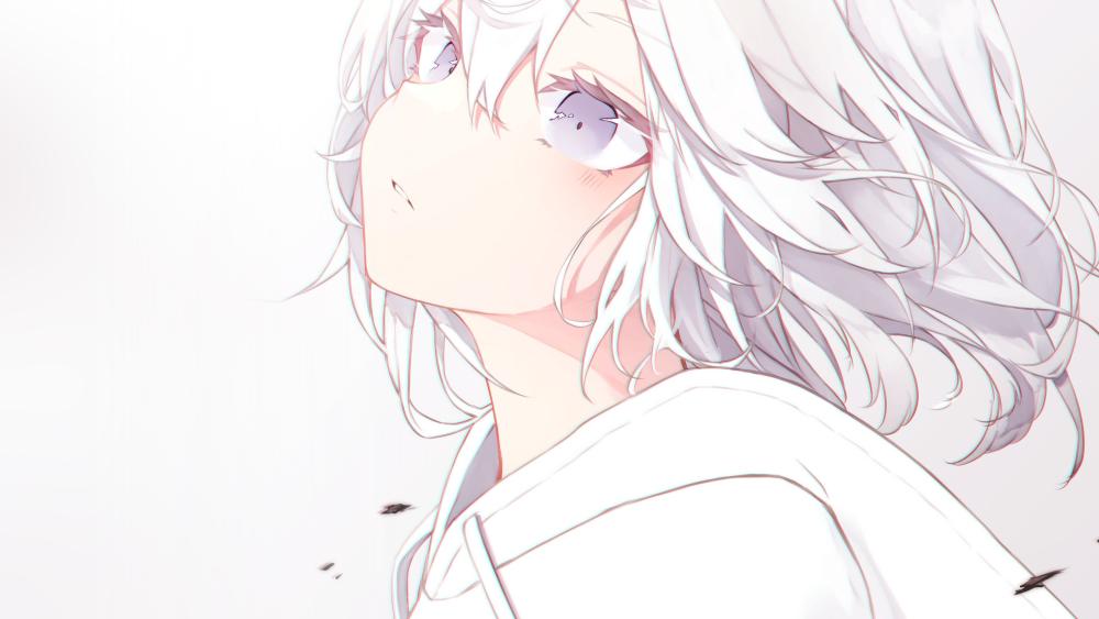 White-Hooded Serenity An Anime Portrait wallpaper