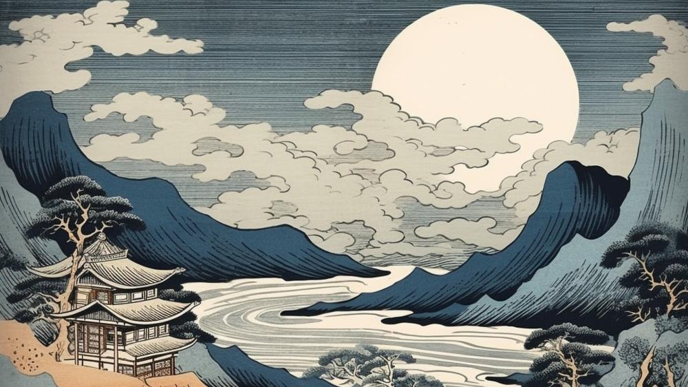 Tranquil Moonlit Pagoda in Ancient Japan wallpaper