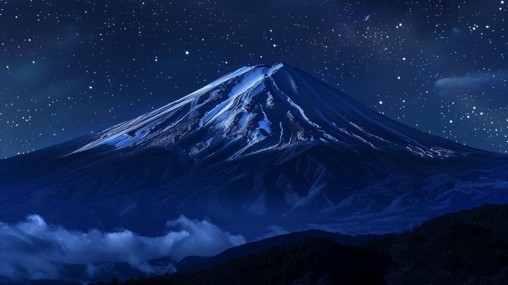 Majestic Summit Under a Starry Night Sky wallpaper
