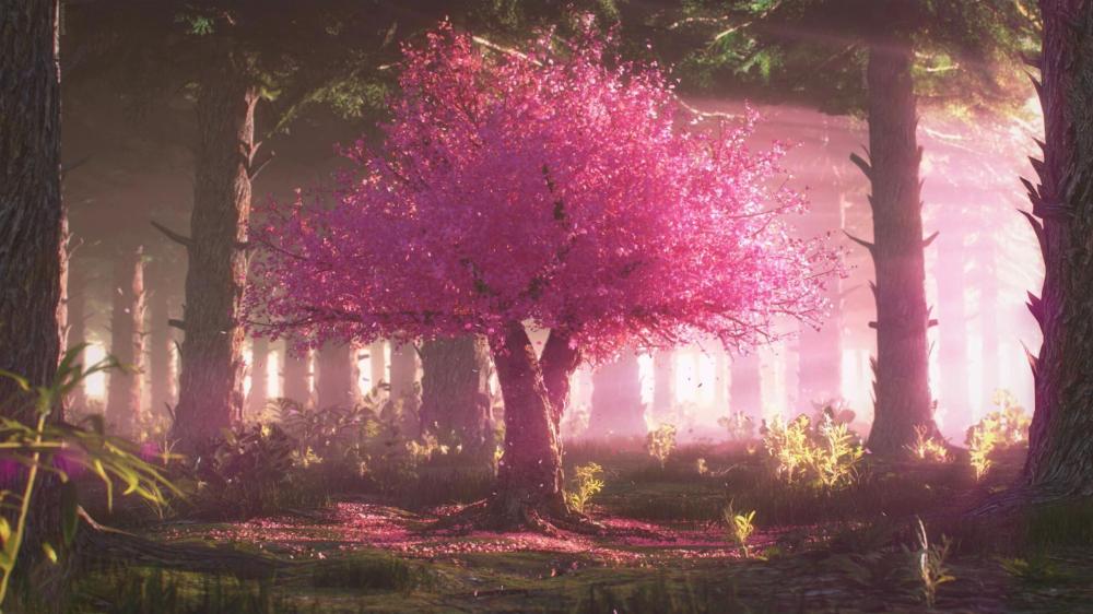 Enchanted Forest Dreamscape in Anime Style wallpaper