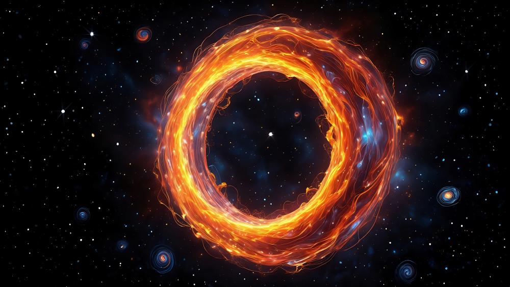 Cosmic Fire Ring Unleashed in 5K AI Art wallpaper