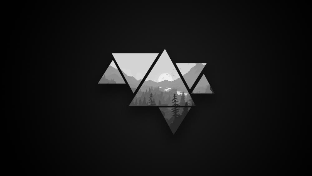 Minimalist Monochrome Mountain Symbol Art wallpaper