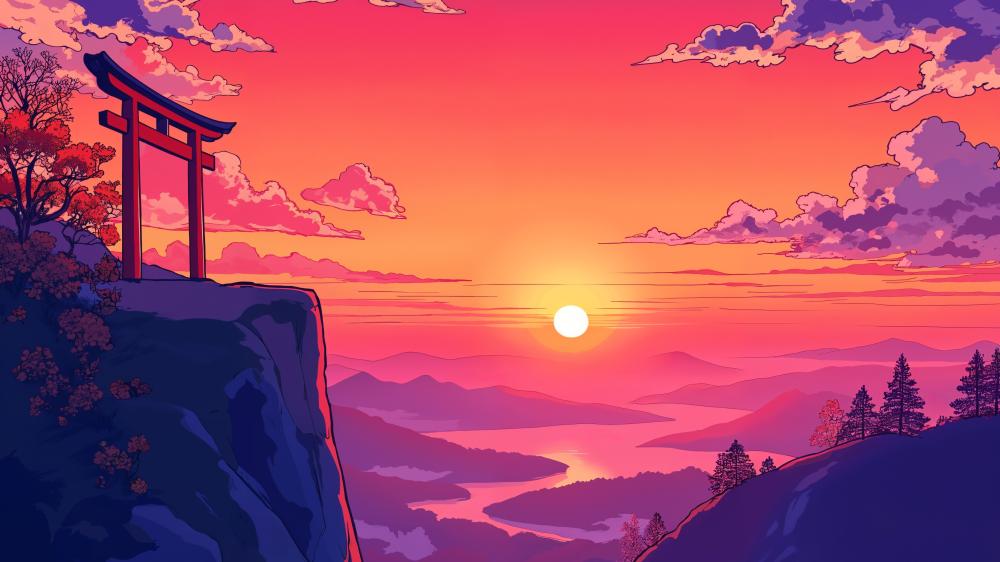 Anime Sunset Serenity wallpaper