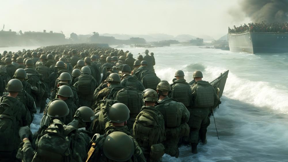 Massive Infantry Landing Operation Scene wallpaper