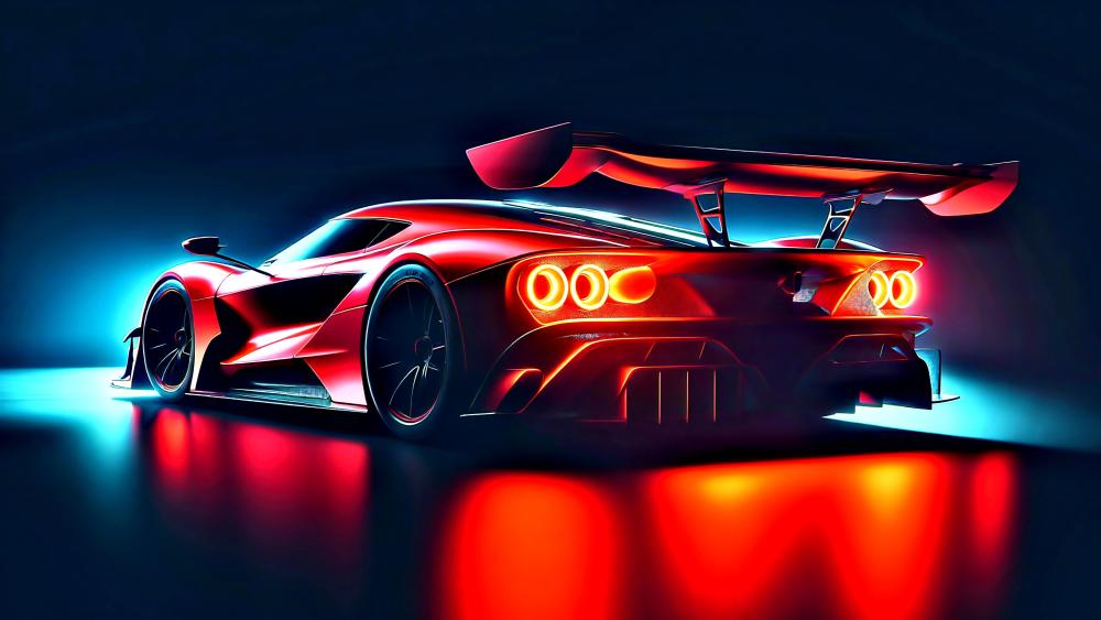 Sleek Supercar in Neon Glow wallpaper