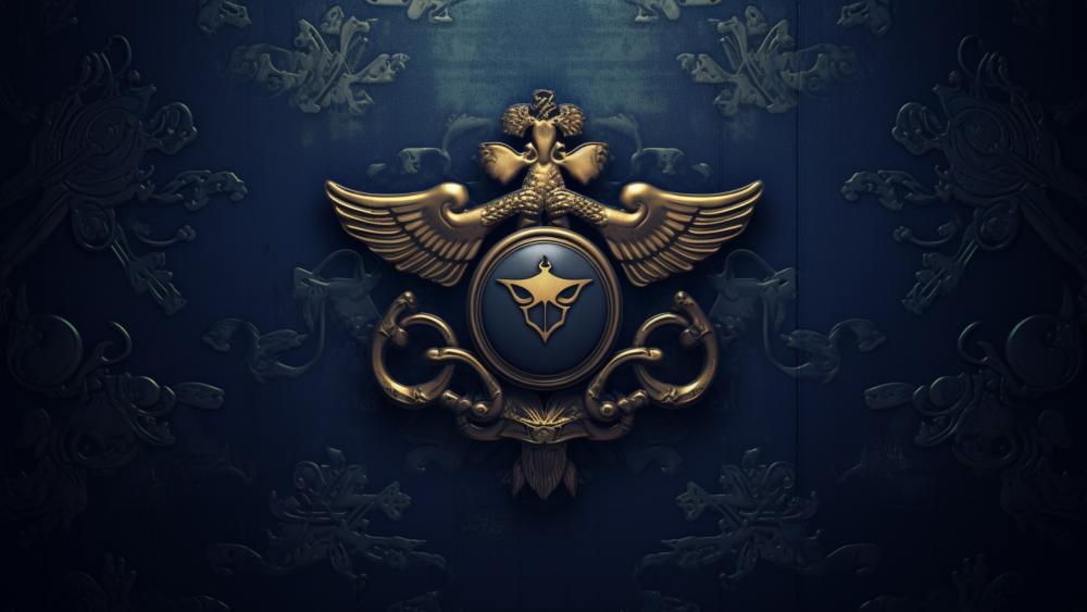 Golden Emblem on Royal Blue Background wallpaper