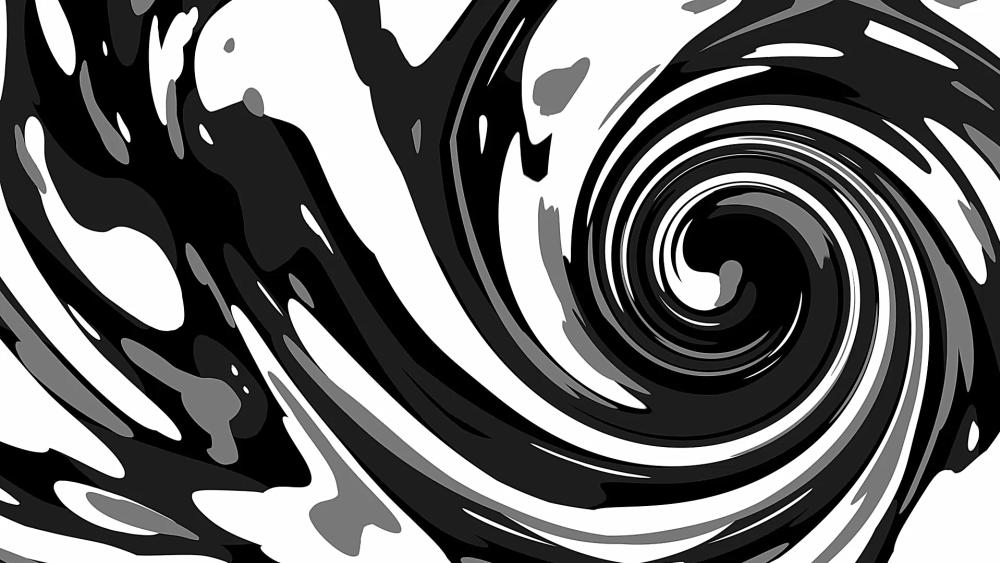 Monochrome Spiral Vortex Illusion Wall Art wallpaper
