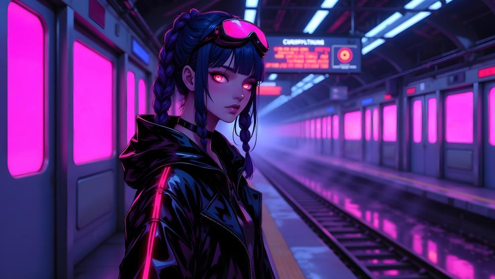 Mystical Journey in a Neon Subway wallpaper