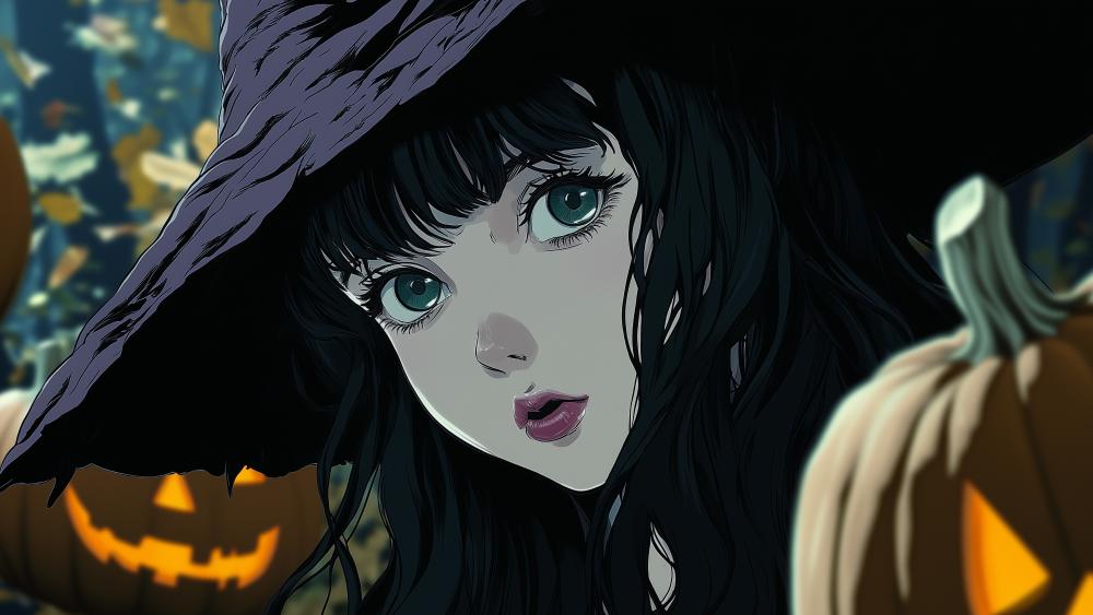 Witchy Enchantment in Moonlit Night wallpaper