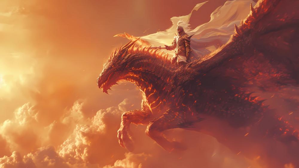 Dragon Rider at Dawn's Edge wallpaper