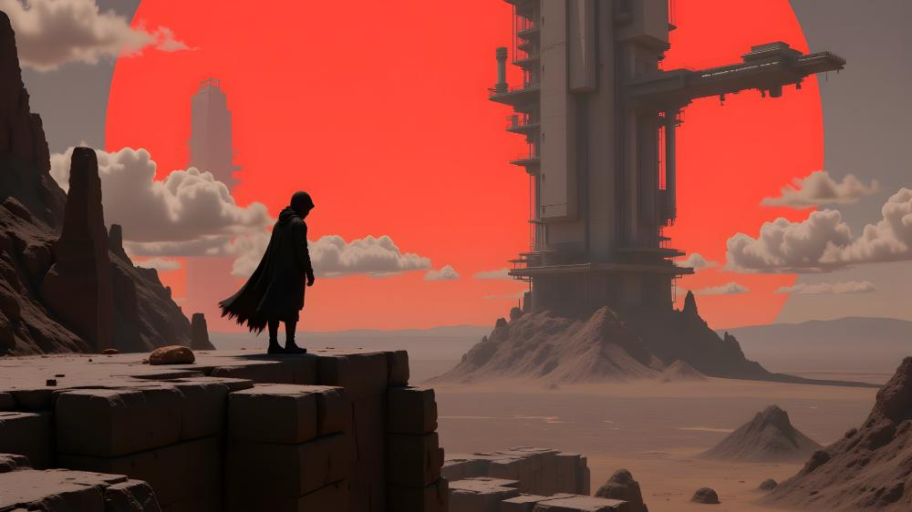 Silent Wanderer in a Sci-Fi World wallpaper