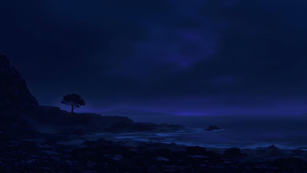 Nightfall Serenity in Misty Landscapes wallpaper