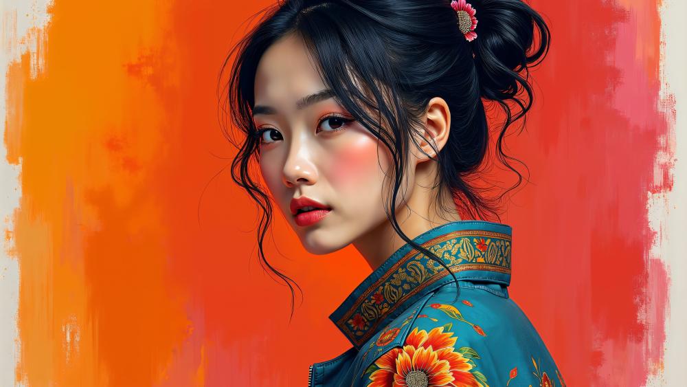 Oriental Elegance AI Fantasy Art wallpaper