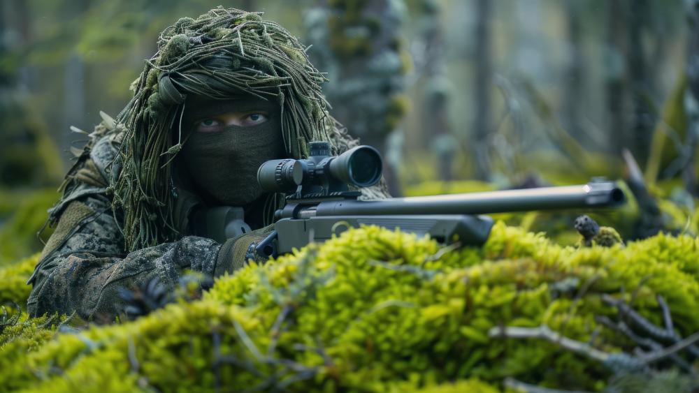 Silent Sniper in Lush Green Camouflage wallpaper