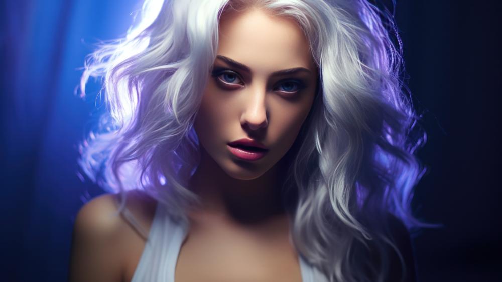 Ethereal Elegance A Captivating Vision in White Hair wallpaper
