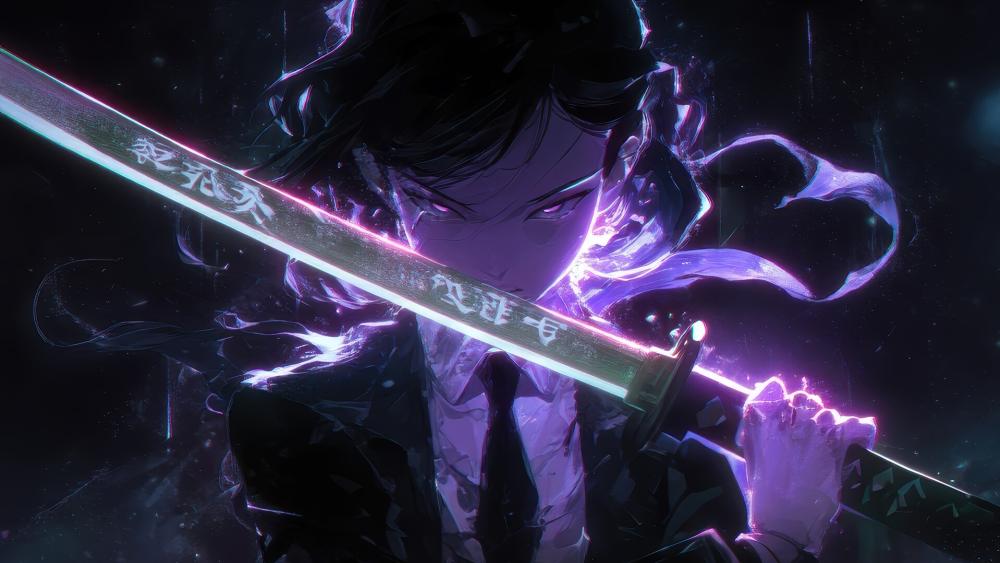 Modern Cyber Samurai Aura wallpaper