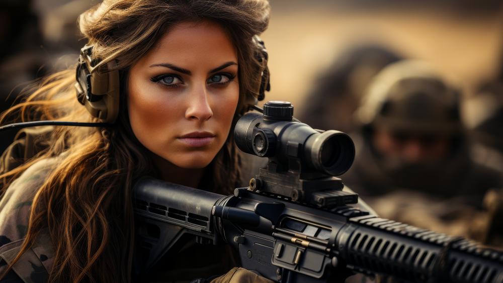 Fierce Guardian Tactical Precision Female Soldier wallpaper