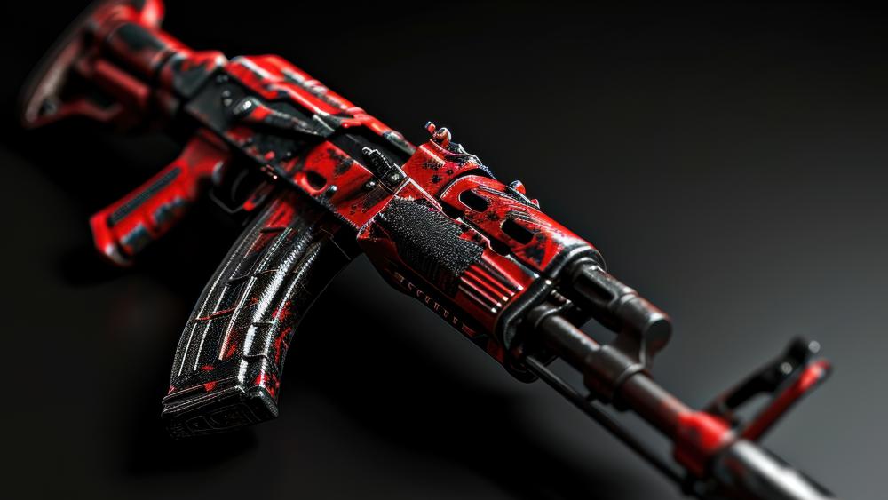 AK 47 in Futuristic Red and Black Design wallpaper