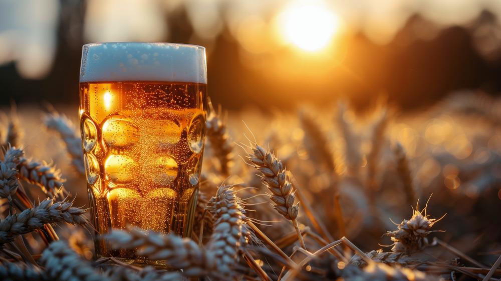 Golden Brew at Sunset: A Refreshing Vista wallpaper