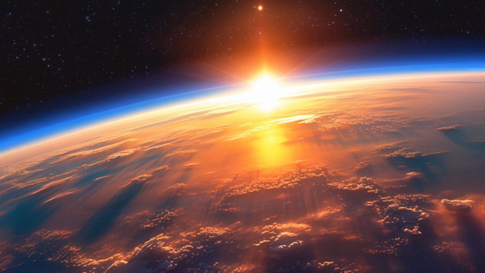 Sunrise Radiance Above Earth's Horizon wallpaper