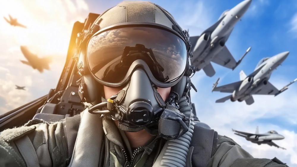 Aviation Prowess Fighter Pilot's Perspective in Action wallpaper