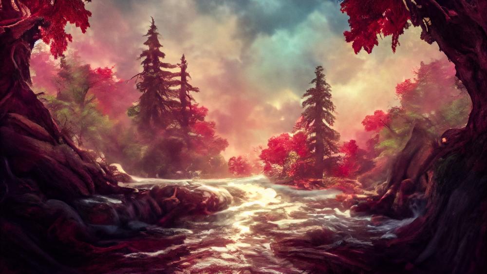 Dreamscape Enchantment Lush Forest Adventure wallpaper