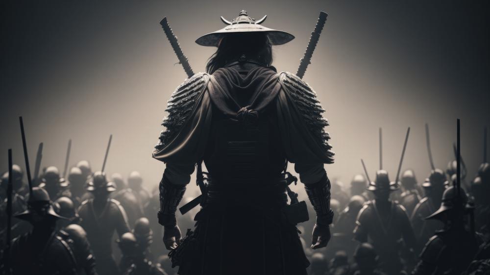 Samurai Stands Defiant in Battle's Calm wallpaper