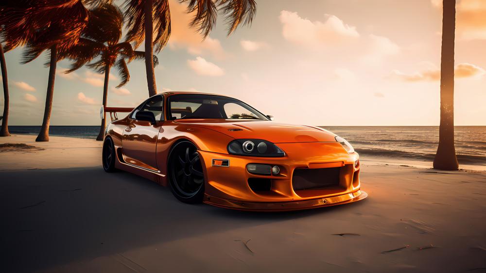 Toyota Supra mk4 at the beach🔥 wallpaper