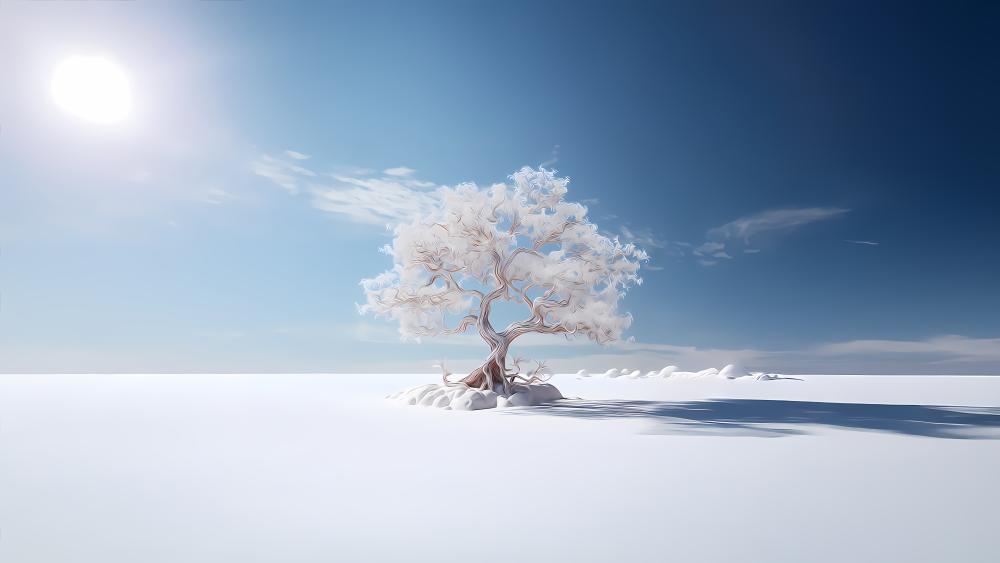 Solitary Tree in a Winter Wonderland wallpaper