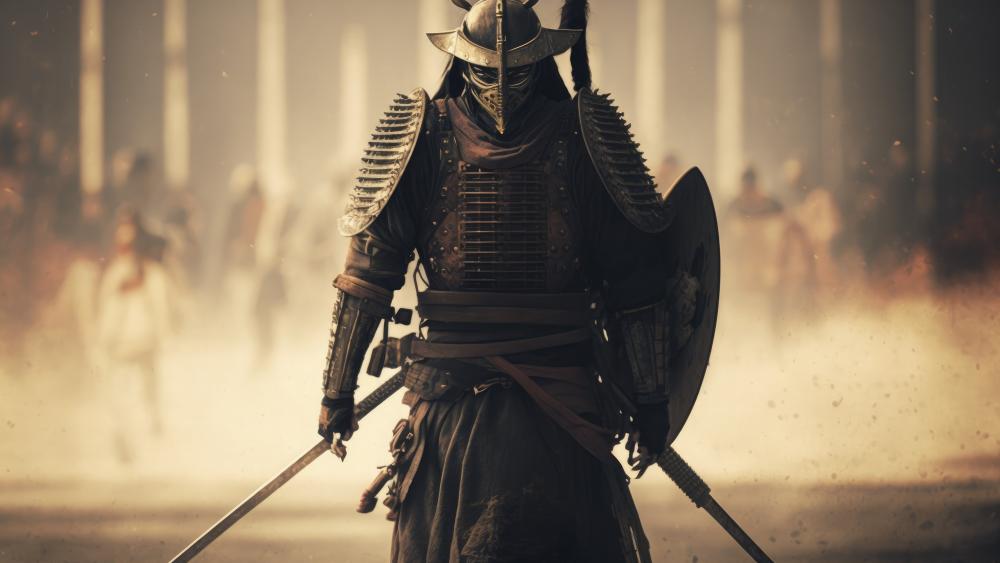 Samurai Warrior in Ethereal Battle wallpaper