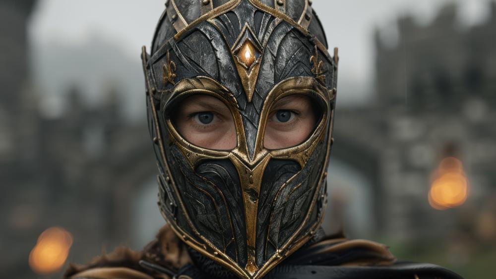 Warrior's Gaze: The Armored Sentinel wallpaper