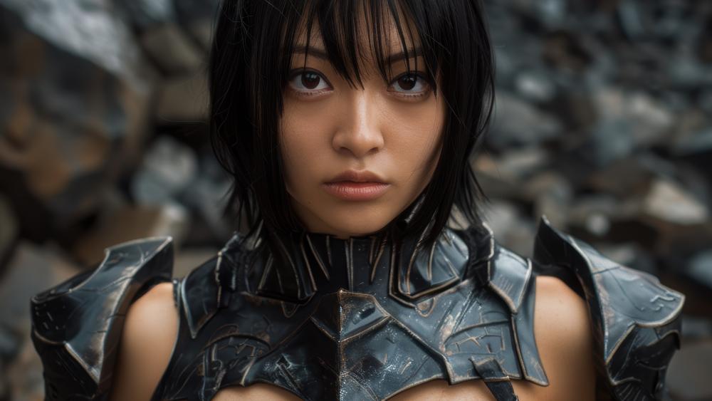 Warrior's Gaze: Silent Strength in Battle wallpaper
