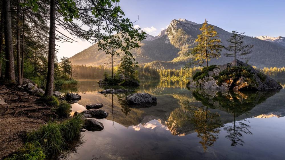 Serene Morning at Hintersee Lake wallpaper