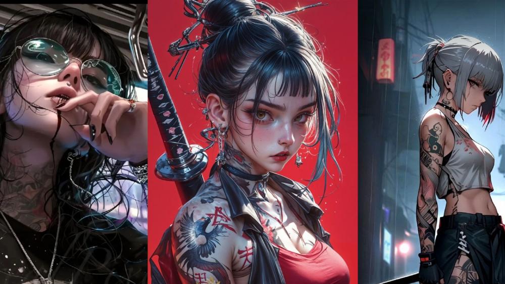 Samurai Spirit Meets Gothic Punk Aesthetic in Anime Art wallpaper